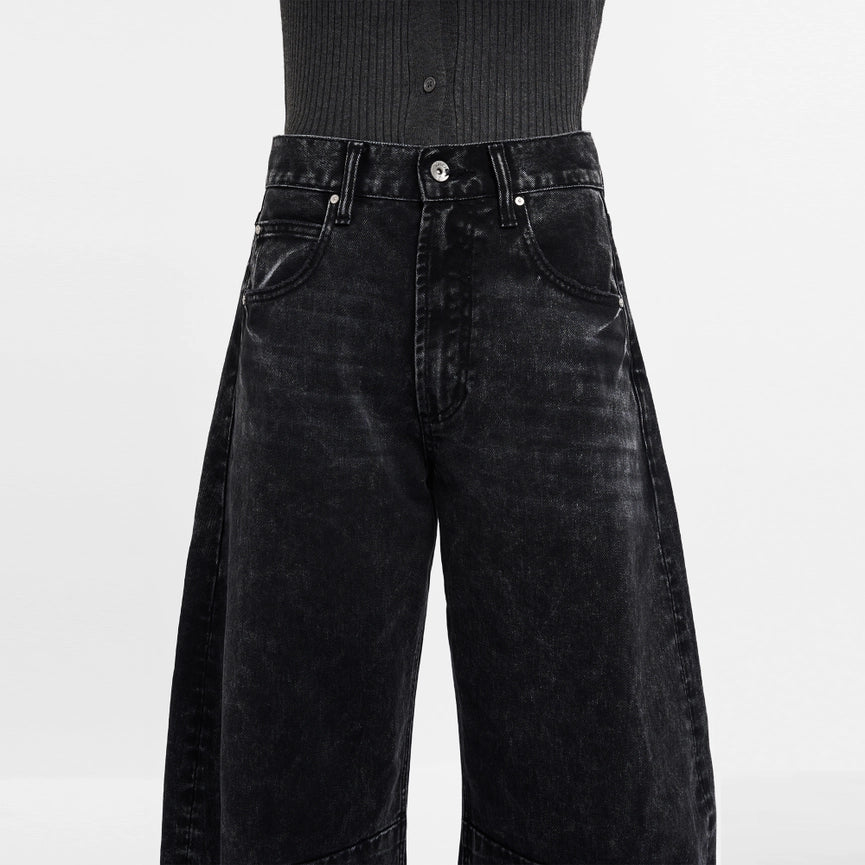 Super High Rise Tailored Barrel Jeans Finished Hem BLACK-Jeans-BAYEAS-24-BLACK-Urbanheer