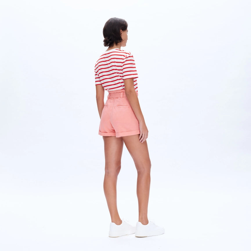 Super High Rise Twill Shorts with Rolled Hem PINK-Shorts-BAYEAS-XS-PINK-Urbanheer