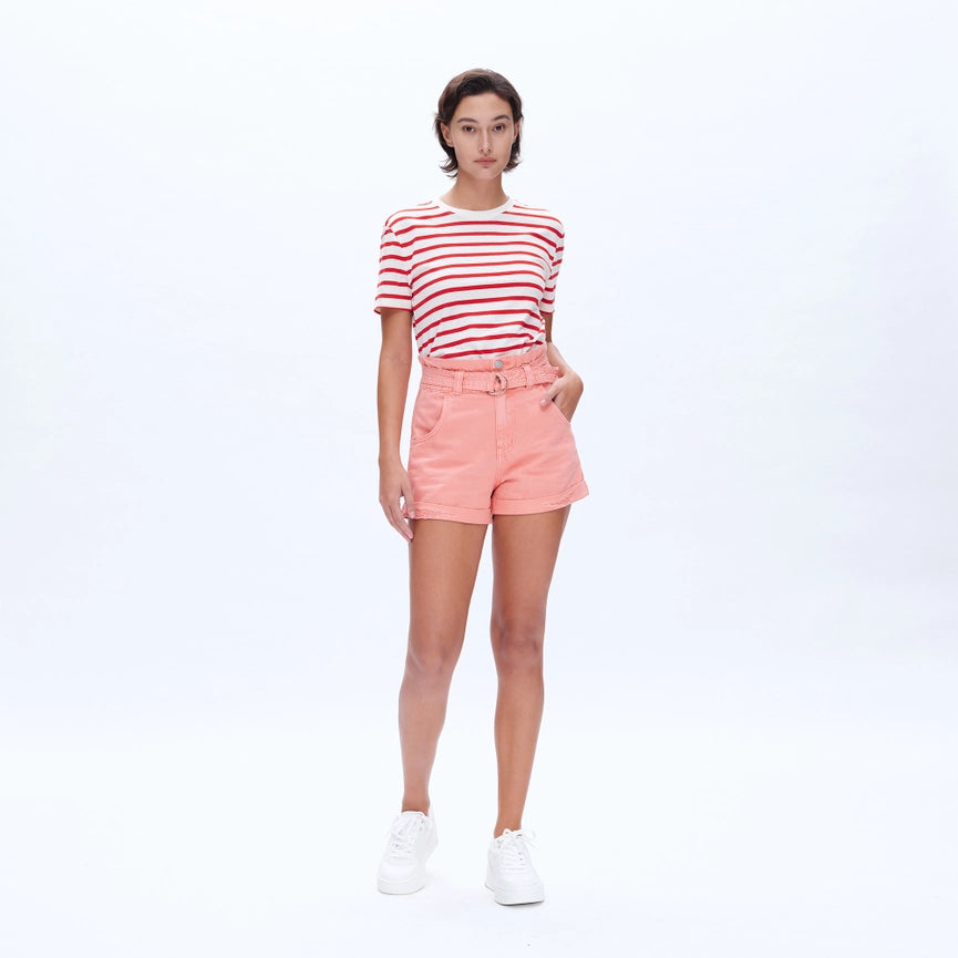 Super High Rise Twill Shorts with Rolled Hem PINK-Shorts-BAYEAS-XS-PINK-Urbanheer