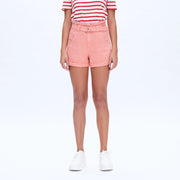 Super High Rise Twill Shorts with Rolled Hem PINK-Shorts-BAYEAS-XS-PINK-Urbanheer