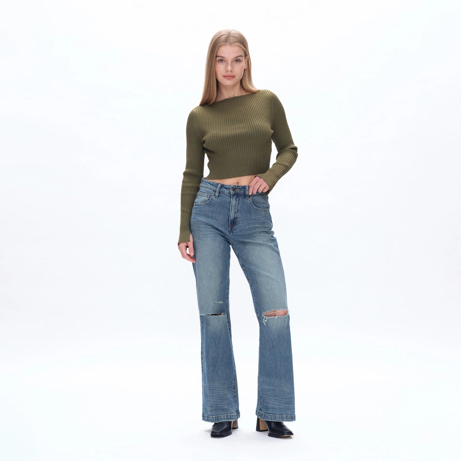 Super High Rise Wide Leg Jeans with Finished Hem RETRO-Jeans-BAYEAS-24-RETRO-Urbanheer