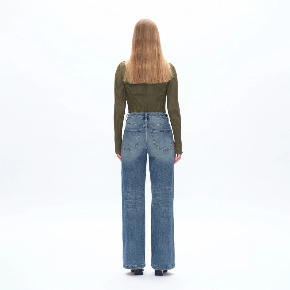 Super High Rise Wide Leg Jeans with Finished Hem RETRO-Jeans-BAYEAS-24-RETRO-Urbanheer