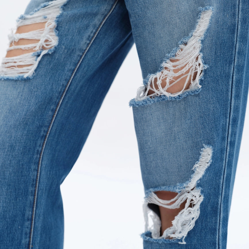 Super High Rise Wide Leg Jeans with Finished Hem VIVID BLUE-Jeans-BAYEAS-24-VIVID BLUE-Urbanheer