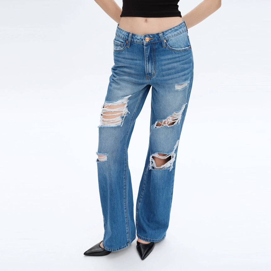 Super High Rise Wide Leg Jeans with Finished Hem VIVID BLUE-Jeans-BAYEAS-24-VIVID BLUE-Urbanheer