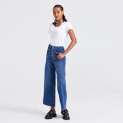 Super High Rise Wide Leg Jeans(Button Fly) DARK BLUE-Jeans-BAYEAS-24-DARK BLUE-Urbanheer