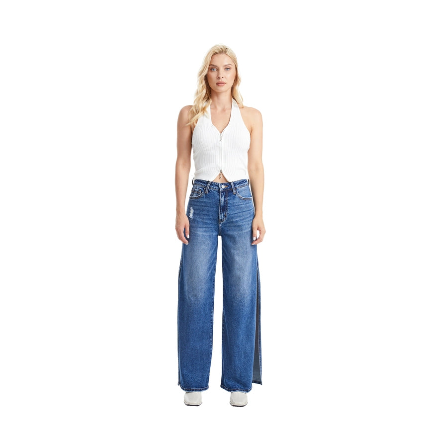 Super High Rise Wide Leg Jeans(Finished Hem,Slit) FREEFALL-Jeans-BAYEAS-24-FREEFALL-Urbanheer