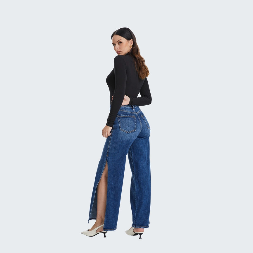 Super High Rise Wide Leg Jeans(Finished Hem,Slit) LOVELY-Jeans-BAYEAS-25-LOVELY-Urbanheer
