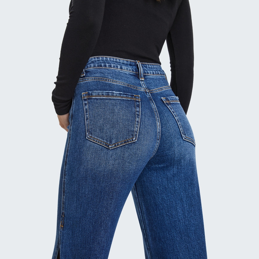 Super High Rise Wide Leg Jeans(Finished Hem,Slit) LOVELY-Jeans-BAYEAS-25-LOVELY-Urbanheer