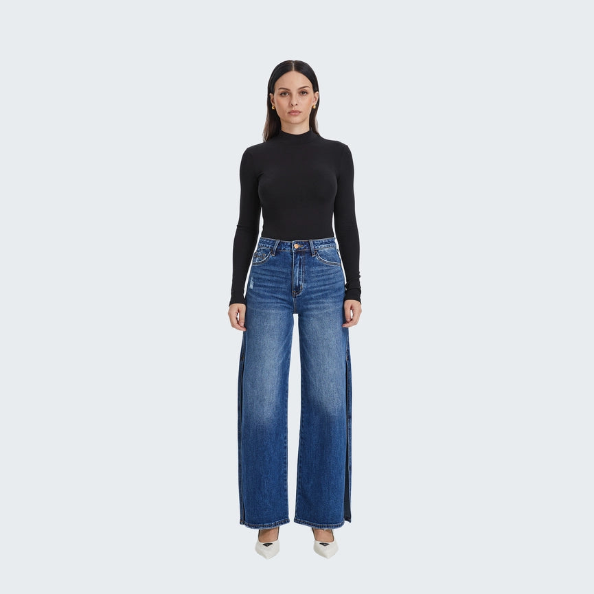 Super High Rise Wide Leg Jeans(Finished Hem,Slit) LOVELY-Jeans-BAYEAS-25-LOVELY-Urbanheer