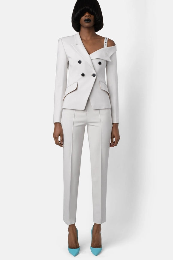 Super Matte Jersey Off One Shoulder Blazer - Bone-Blazer-Landscape-0-bone-Urbanheer