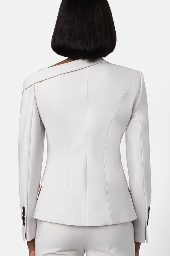 Super Matte Jersey Off One Shoulder Blazer - Bone-Blazer-Landscape-0-bone-Urbanheer