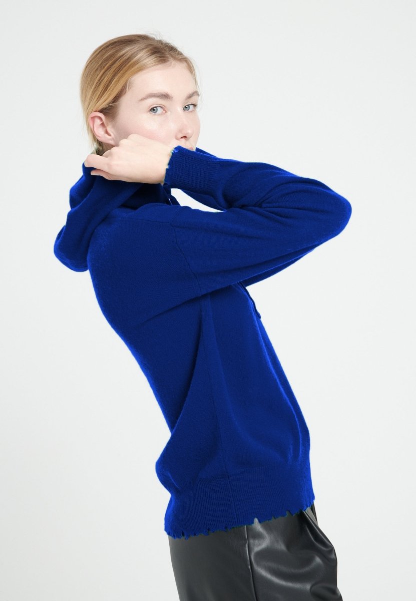 Sweat à capuche cachemire bleu pétrole femme - MIA 16-gilet à capuche femme-Studio Cashmere8-S-SC8-01117-bleu pétrole-Urbanheer
