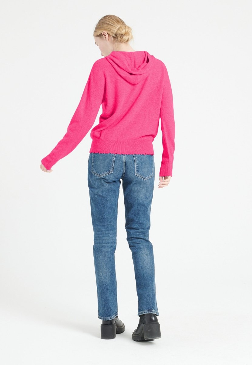 Sweat à capuche cachemire rose indien femme - MIA 16-gilet à capuche femme-Studio Cashmere8-S-SC8-01118-rose indien-Urbanheer