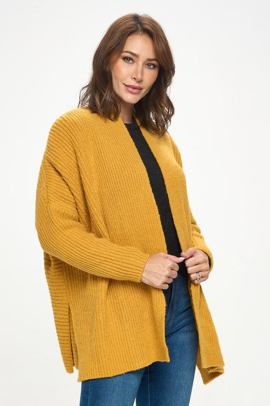 Sweater Open Front Kimono Cardigan-Cardigans-Reneecollection-Small-MUSTARD-Urbanheer