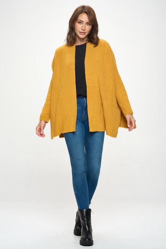 Sweater Open Front Kimono Cardigan-Cardigans-Reneecollection-Small-MUSTARD-Urbanheer