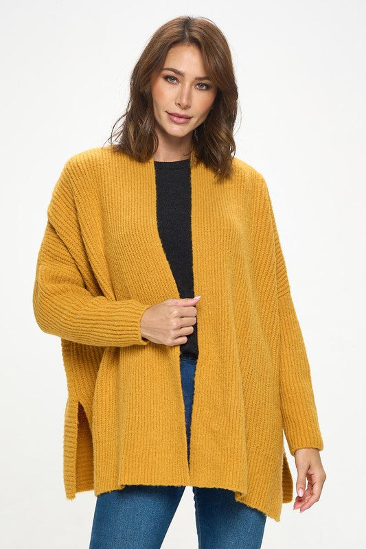 Sweater Open Front Kimono Cardigan-Cardigans-Reneecollection-Small-MUSTARD-Urbanheer