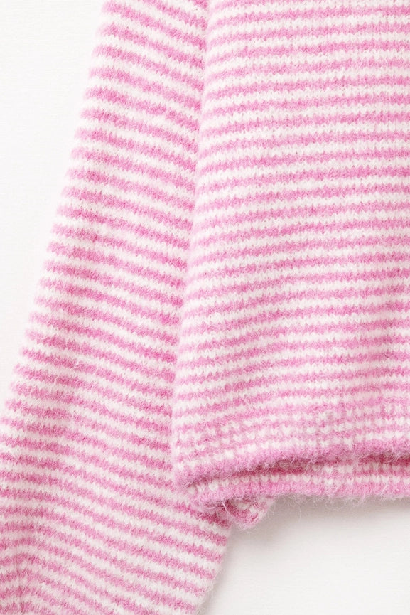 Sweater in Pink with White Stripes-Sweater-Q2-One Size-PINK-Urbanheer