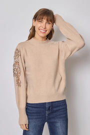 Sweater with Beaded Sleeves Beige-Sweater-Frime-Beige-Urbanheer
