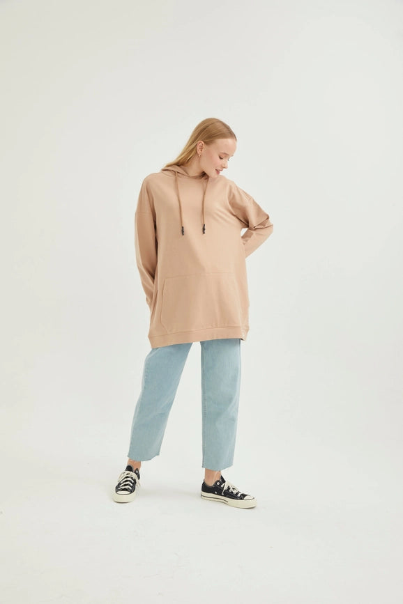 Sweatshirt-Camel 100% Cotton-Sweatshirt-SAARADE-standard-camel-Urbanheer