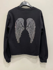 Sweatshirt, Crewneck Black, Iridescent Angel Wings On Back-Sweatshirt-Moving Forward Designs-XS-Urbanheer