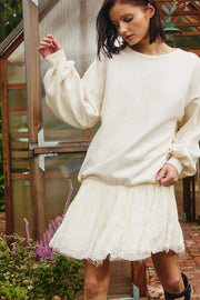 Sweatshirt Two-in-One Mini Dress-Dress-Lara Daisy-S-Cream-Urbanheer