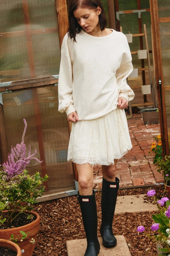 Sweatshirt Two-in-One Mini Dress-Dress-Lara Daisy-S-Cream-Urbanheer