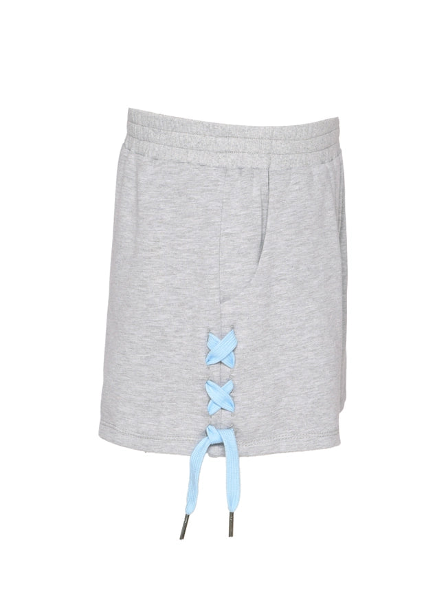 Sweatshorts w/ Smiley Studs & Side Drawstrings-Sweatshorts-Hannah Banana-4-GRAY-Urbanheer