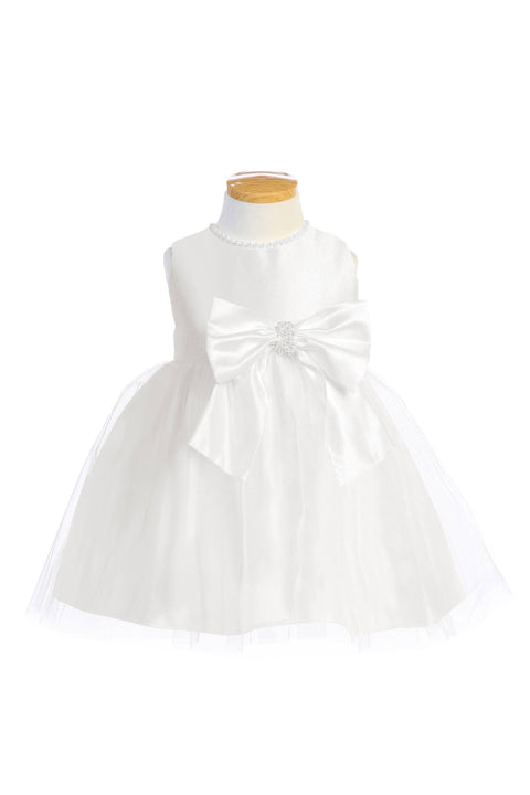 Sweet Kids, Inc. - SK781 - satin and tulle with pearl & bow accent: Ivory / 7