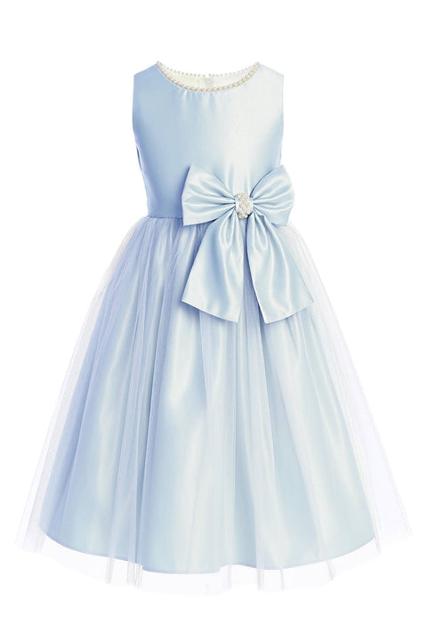 Sweet Kids, Inc. - SK781 - satin and tulle with pearl & bow accent: Ivory / 7