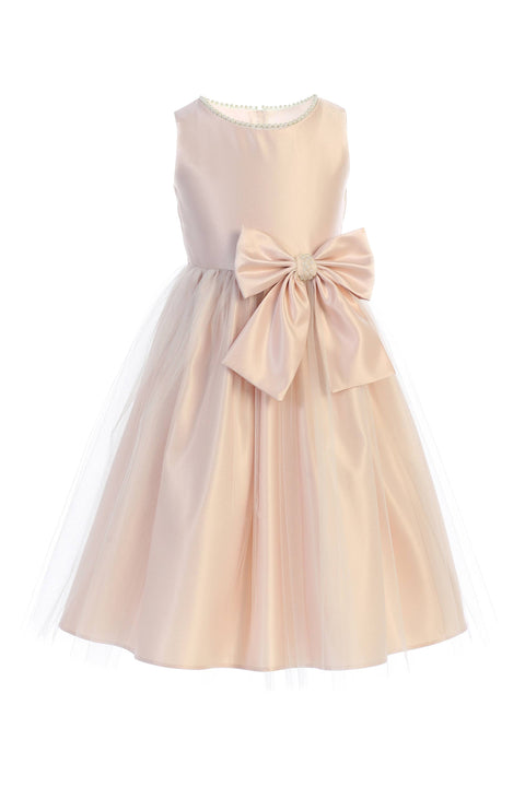 Sweet Kids, Inc. - SK781 - satin and tulle with pearl & bow accent: Ivory / 7