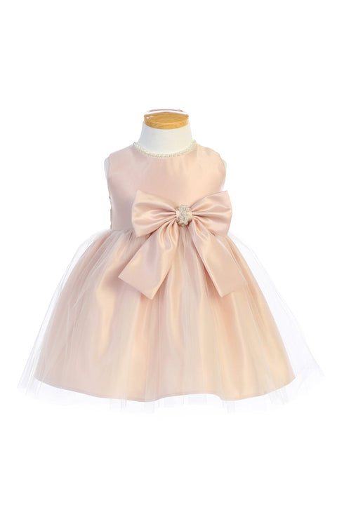Sweet Kids, Inc. - SK781 - satin and tulle with pearl & bow accent: Ivory / 7