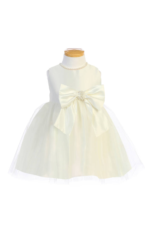 Sweet Kids, Inc. - SK781 - satin and tulle with pearl & bow accent: Ivory / 7