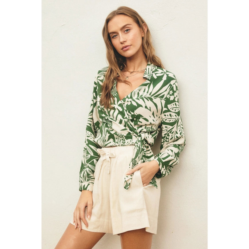 Sweet Summer Wrap Collared Shirt Ibiza Palm-SHIRT-Dress Forum-S-Urbanheer
