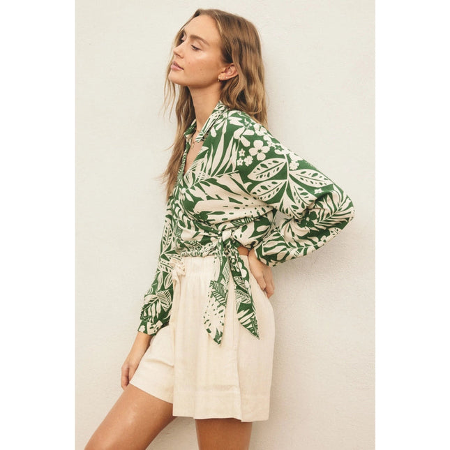 Sweet Summer Wrap Collared Shirt IBIZA PALM-SHIRT-Dress Forum-Urbanheer