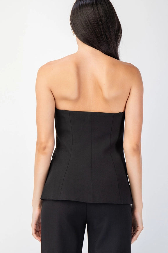 Sweetheart Woven Tailored Tube Top W Satin Contrast BLK-Top-Edit by Nine-S-Urbanheer