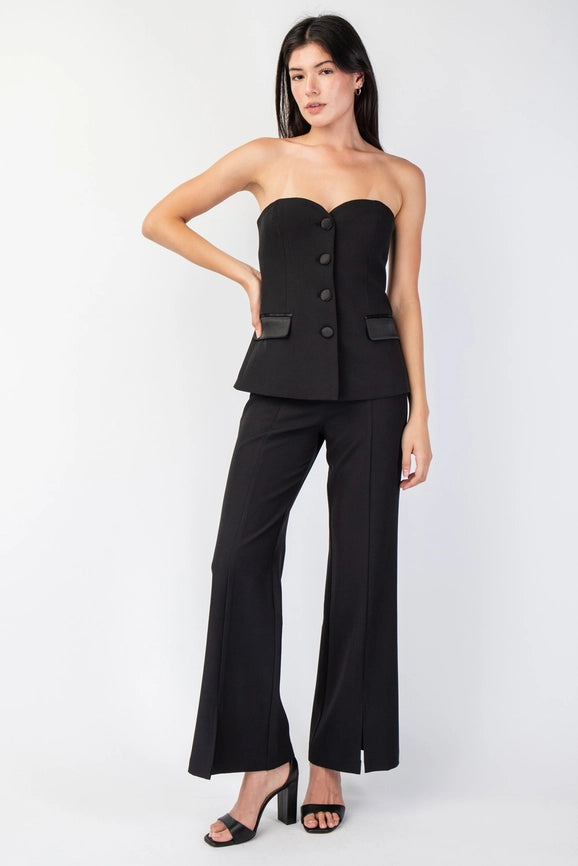 Sweetheart Woven Tailored Tube Top W Satin Contrast BLK-Top-Edit by Nine-S-Urbanheer