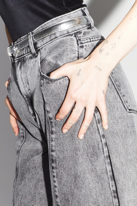 Swiggy Palazzo Gray Jeans-Jeans-IMPREVU-XS-Urbanheer