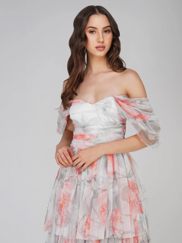 Sydney Tulle Maxi Dress in Peach Floral-Dress-Lace & Beads-6-Peach Floral-Urbanheer