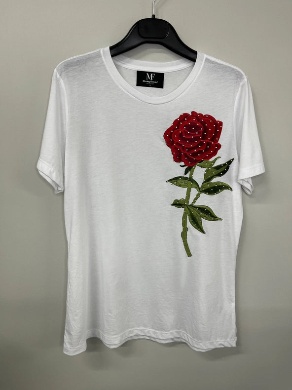 T-Shirt, Short Sleeve White, Red Rose-T-Shirt-Moving Forward Designs-S-Urbanheer