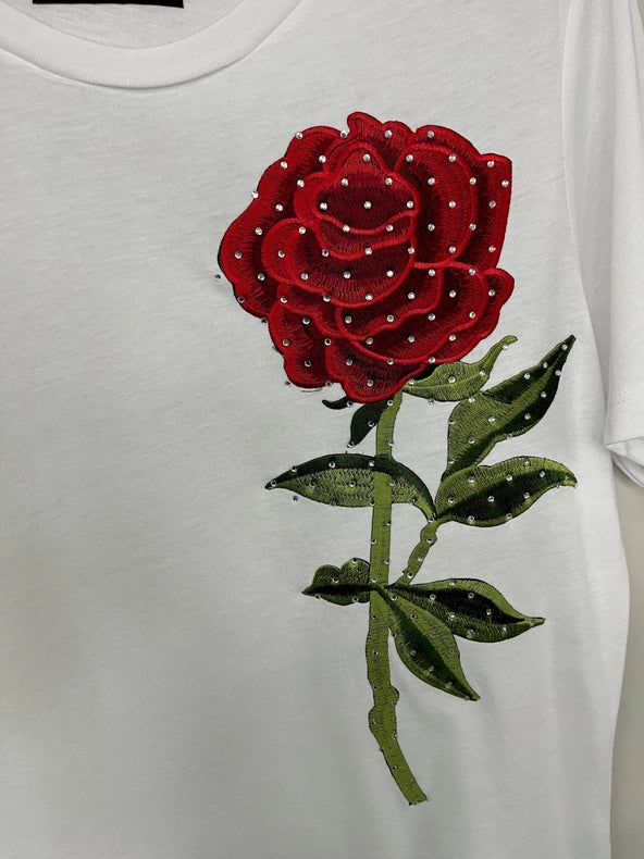 T-Shirt, Short Sleeve White, Red Rose-T-Shirt-Moving Forward Designs-S-Urbanheer