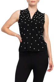 T Tahari Polka Dot Top-Clothes-T. TAHARI-BLACK IVORY-L-Urbanheer