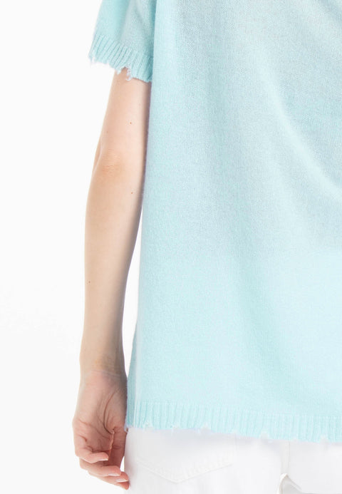 T-shirt col rond cachemire turquoise femme - AVA 6-t-shirt femme-Studio Cashmere8-S-SC8-01133-turquoise-Urbanheer