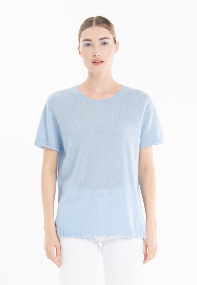 T-shirt col rond en cachemire baby blue femme - AVA 6-t-shirt femme-Studio Cashmere8-S-SC8-01079-baby blue-Urbanheer