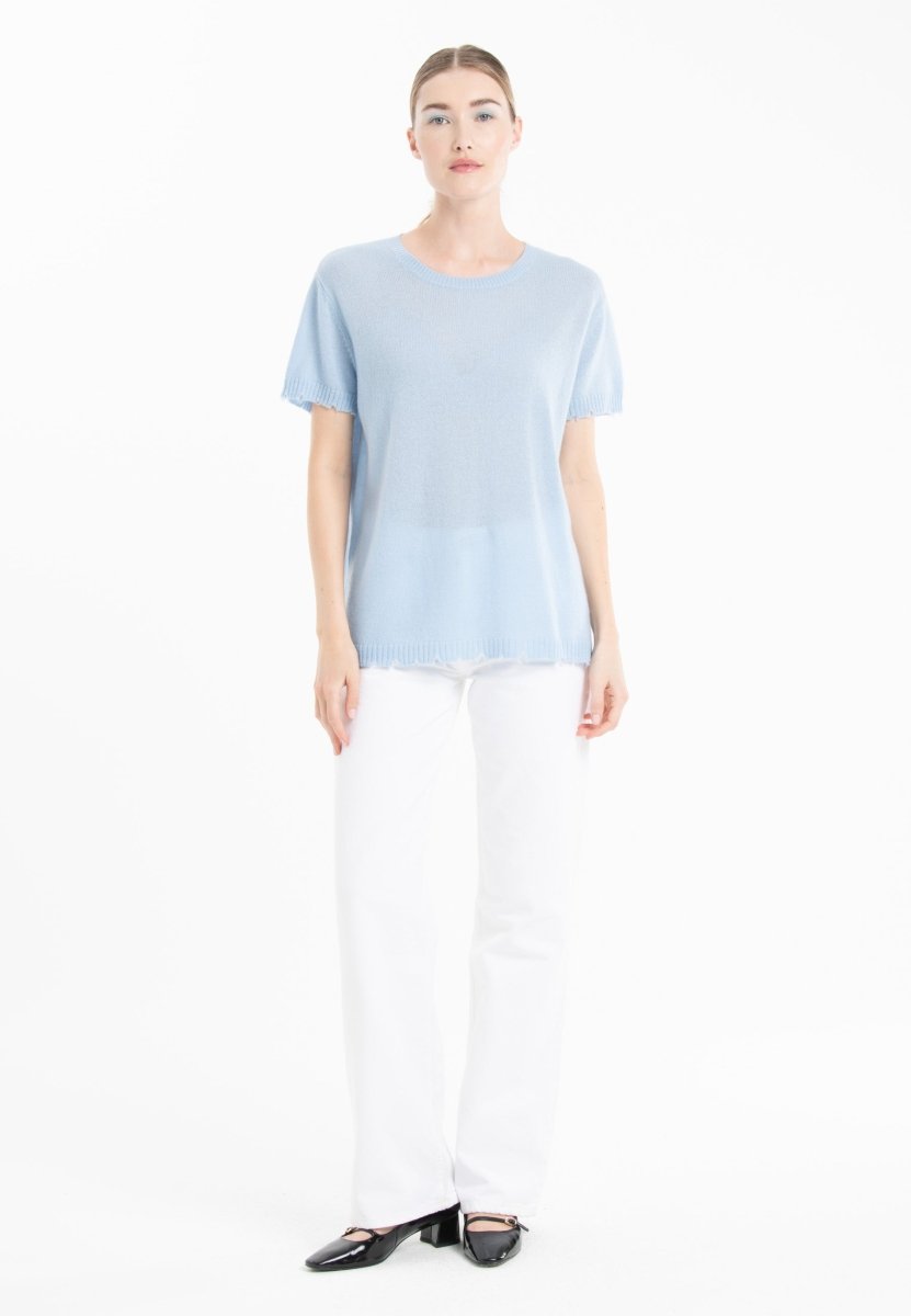 T-shirt col rond en cachemire baby blue femme - AVA 6-t-shirt femme-Studio Cashmere8-S-SC8-01079-baby blue-Urbanheer