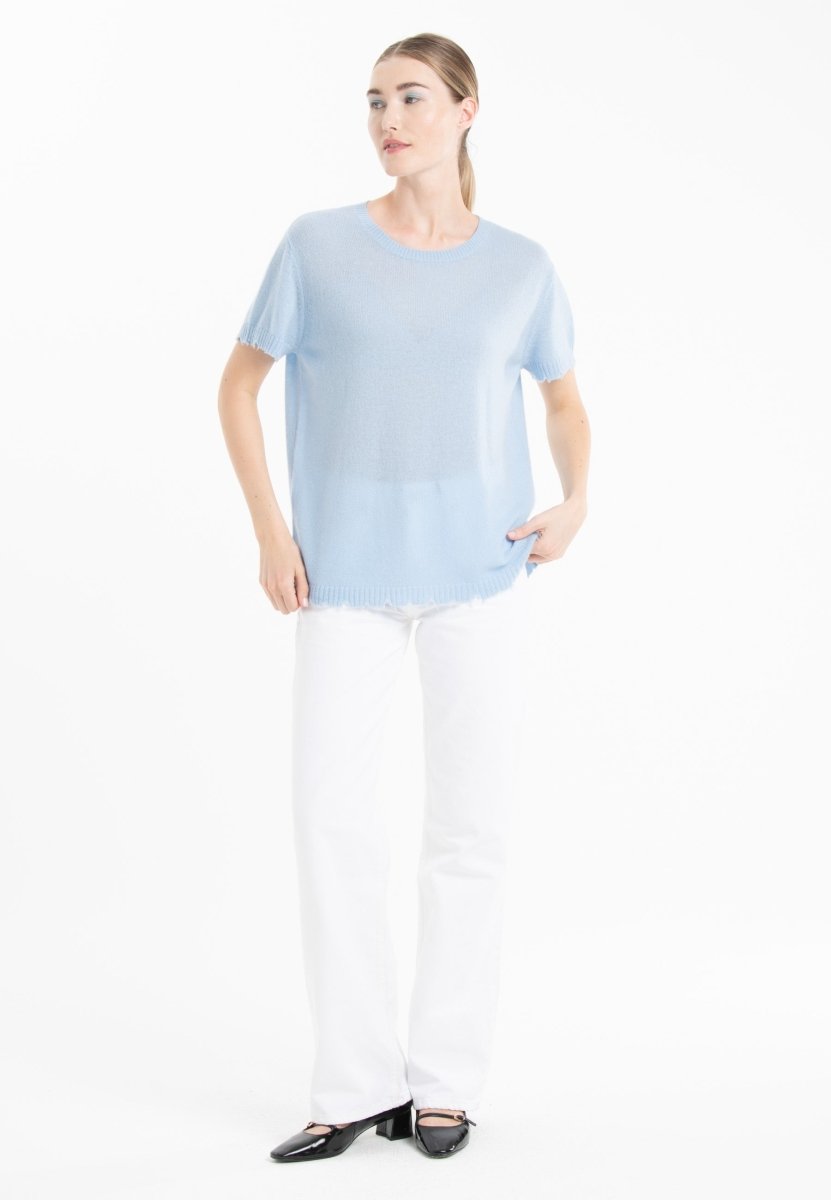 T-shirt col rond en cachemire baby blue femme - AVA 6-t-shirt femme-Studio Cashmere8-S-SC8-01079-baby blue-Urbanheer