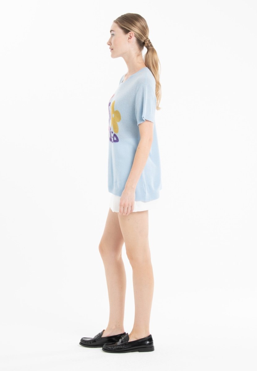 T-shirt col rond en cachemire baby blue imprimé femme - KELLY 18-col rond femme-Studio Cashmere8-S-M-SC8-01099-baby blue/imprimé-Urbanheer