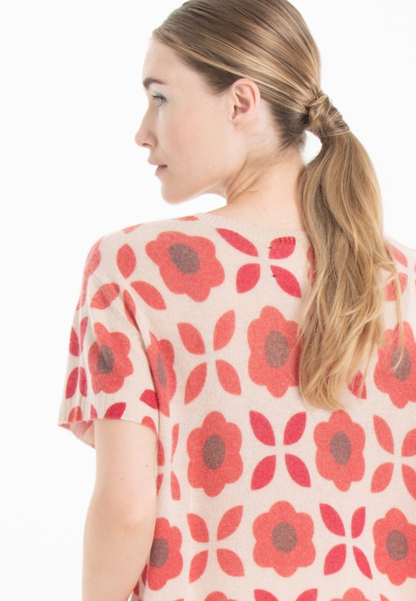 T-shirt col rond en cachemire skin imprimé floral femme - KELLY 23-col rond femme-Studio Cashmere8-S-M-SC8-01104-skin/imprimé-Urbanheer