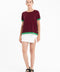 T-shirt col rond ultrafin cachemire et laine rouge bordeaux/ vert femme - KELLY 1-col rond femme-Studio Cashmere8-S-M-SC8-01010-rouge bordeaux/vert-Urbanheer