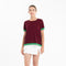 T-shirt col rond ultrafin cachemire et laine rouge bordeaux/ vert femme - KELLY 1-col rond femme-Studio Cashmere8-S-M-SC8-01010-rouge bordeaux/vert-Urbanheer