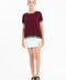 T-shirt col rond ultrafin cachemire et laine rouge bordeaux/ vert femme - KELLY 1-col rond femme-Studio Cashmere8-S-M-SC8-01010-rouge bordeaux/vert-Urbanheer